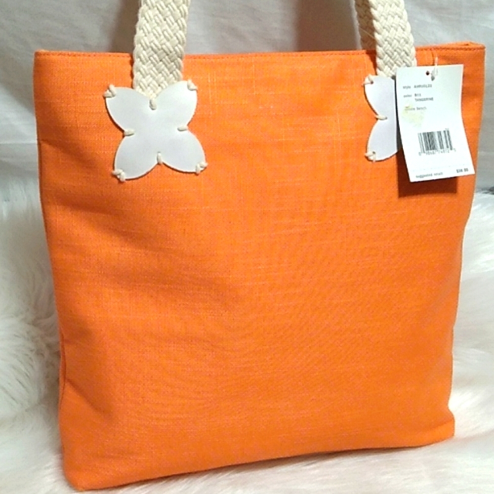 (#31) SALE! NWT Axcess Liz Claiborne Venice Beach Tangerine Linen Blend Bag - Picture 8 of 16